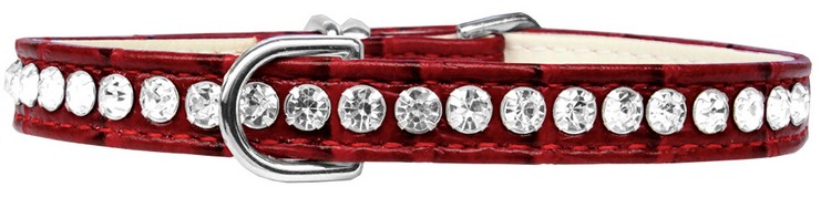 Beverly Style Rhinestone Designer Croc Dog Collar Red Size 8